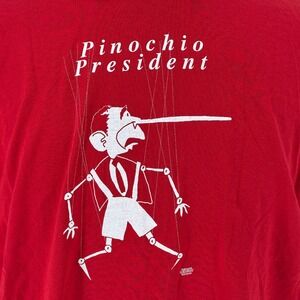 Vintage Pinocchio President George Bush Political T-Shirt 3X Red Print Union USA
